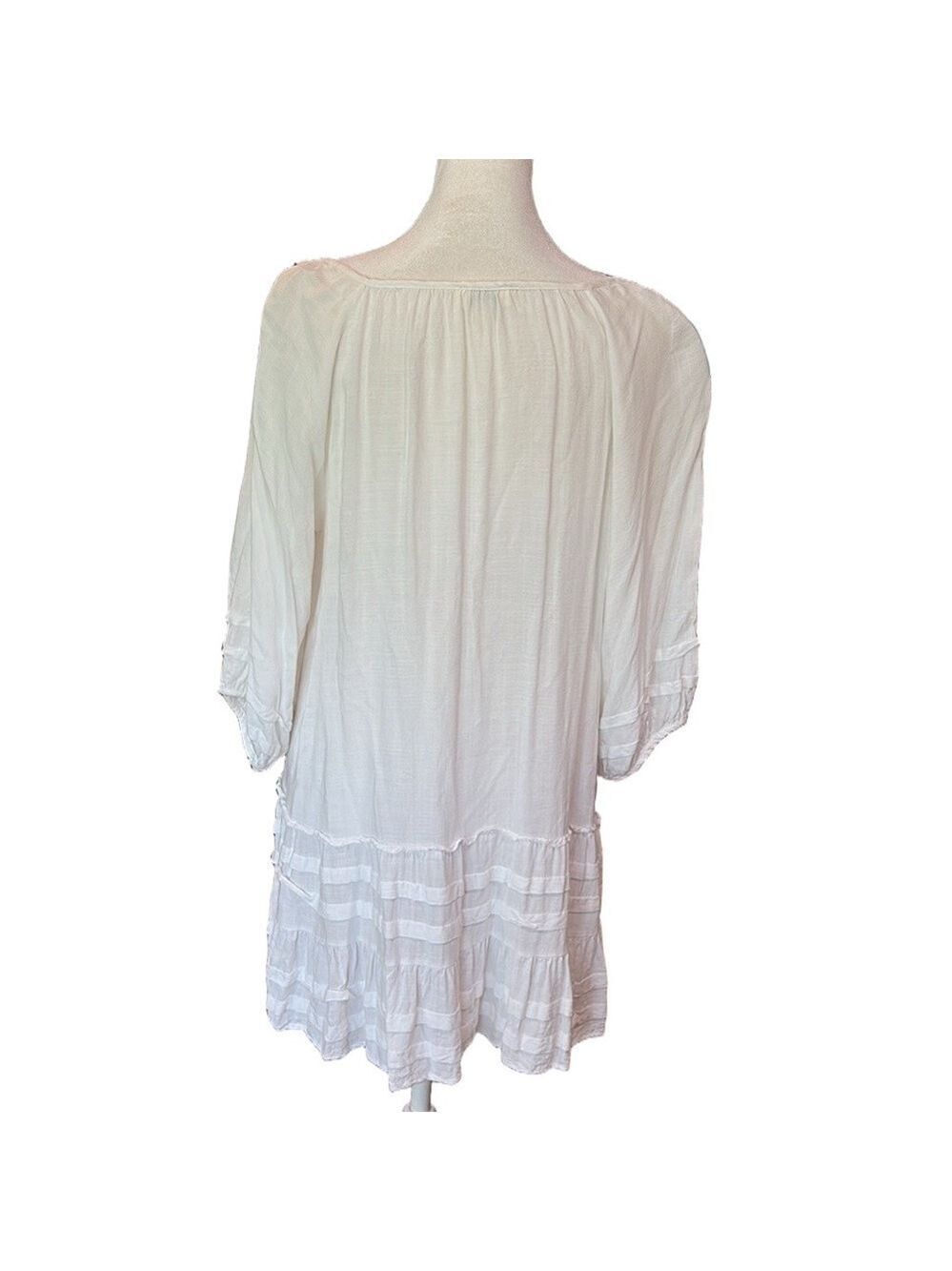 Umgee Size S white babydoll minidress. Peasant flirty crochet lace bohemian - Picture 3 of 9